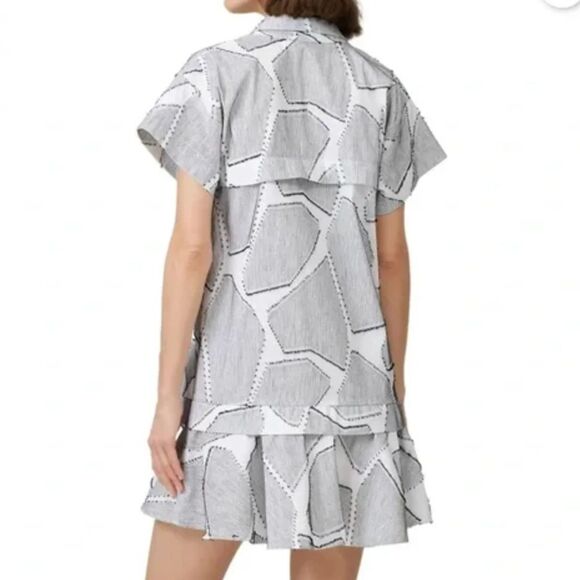 Hunter Bell Black & White Drop Waist Collared Addison Mini Dress, Size M - Picture 5 of 9